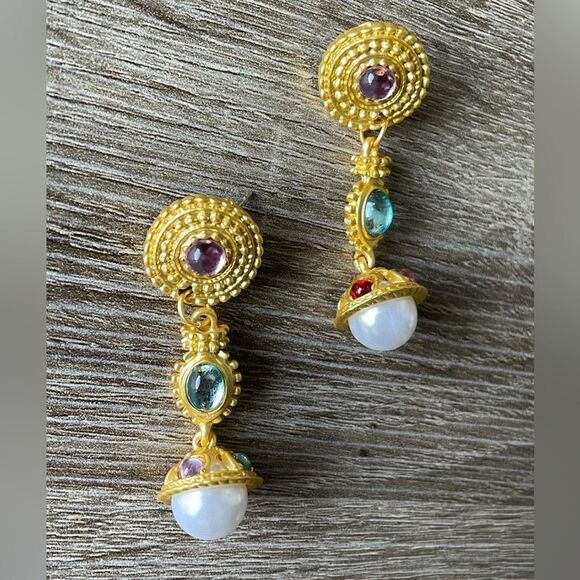 Vintage style drop earrings A289 - Picture 3 of 6